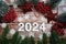 Happy new year 2024 holidays celebration with christmas decorations background