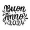 Happy New year 2024 in italian. Hand lettering