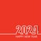 Happy New Year 2024 Modern Line Design Template Isolated on Red Background