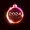 Happy New Year 2024 neon bright card.