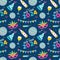 Happy New Year 2024 Seamless Pattern Illustration with Elements Decoration New Years Background