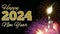 Happy New Year 2024 Shiny Golden Glitter Text On Firework And Night Sky Background.