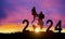 Happy New Year 2024 in silhouette for Couple or Partner