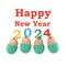 Happy New Year 2024. Team businessmen holding numbers 2024,and text congratulations,greetings