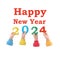 Happy New Year 2024. Team businessmen holding numbers 2024,and text congratulations,greetings.Supports PNG