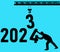 Happy new year 2024 welcome vector design. Year changing from 2023 to 2024. end of 2023 and starting of 2024. letter 3 Lifting by