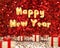 Happy New Year(3D rendering text) floating over wood present box