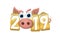 Happy New Year background. Pink pig 3D, gold sale tags. Golden 2019 numbers. Piggy snout. Chinese design decoration