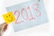 Happy new year background with smile note paper and white paper