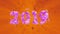 Happy New Year Banner with 2019 trendy pink color Numbers made by shattered cracked stone on orange Background