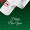 Happy New Year banner. Algeria waving flag. Snowflakes background. Vector illustration.