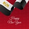 Happy New Year banner. Egypt waving flag. Snowflakes background. Vector illustration.