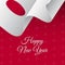 Happy New Year banner. Japan waving flag. Snowflakes background.