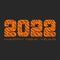 Happy new year banner mockup, logo 2022 number stylized font under the orange-black tiger skin pattern as a symbol of the Chinese