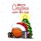 Happy New Year. Basketball ball and Christmas tree