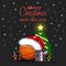 Happy New Year. Basketball ball and Christmas tree