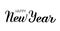 Happy New Year calligraphy script isolated on white. Hand lettering painted with brush. Holidays quote vector illustration