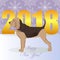 Happy new year card with bloodhound