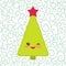 Happy New Year card. Funny green Christmas tree