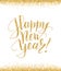 Happy new year card with glitter lettering