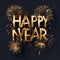 Happy New Year Celebration with Festive Gold Fireworks Collage in Night Sky v7