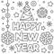 Happy New Year. Coloring page. Vector illustration.