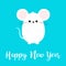 Happy New Year. Cute white mouse. 2020 sign symbol. Merry Christmas. Cartoon funny kawaii baby character. Flat design. Blue winter