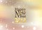 Happy new year and fire work soft gold background