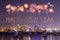 Happy new year firework with Pattaya cityscape at night, Thailand