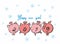 Happy New Year. Funny piglets. 2019. Number of year r in the form of the tails of pigs. Vector.