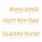 Happy new year gold style text with reflection against a white background