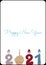 Happy new year greeting card abstract background, colorful cupcake and candles decorative pattern, graphic design illustration