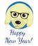 Happy new year greeting card with cute dog, puppy. Chinese New Year concept. Vector illustration.