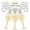 Happy new year greeting card. EPS10 vector. Champagne glasses th