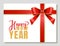 Happy New Year Greeting Card with Red Ribbon Bow