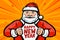 Happy New Year greeting card. Santa Claus in pop art retro comic style. Cartoon vector illustration