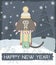 Happy New Year Greeting Card With Stylish Monkey