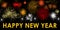 Happy New Year Greeting Shining Stars Fireworks Glittering Banner