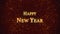Happy new year greeting text background with bokeh effect and particles.