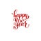 Happy New Year hand lettering congratulate red inscription