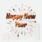 Happy New Year letter modern style background. january 1 holiday background with building and splashing fireworks for celebrating