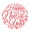 Happy New Year lettering Greeting Card design circle text frame.