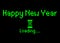 Happy new year with loading icon pixel art bitmap style. Progress bar almost reaching new year`s eve. Green neon Vector flat style