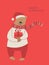 Happy New Year! Merry Christmas! Cartoon illustration with santa bear. Cute festive poster, postcard or banner. Teddy bear in a