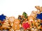 Happy New Year and Merry Christmas gingerbread white background. Christmas baking. Making gingerbread christmas cookies. Christm