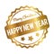 Happy New Year Merry Christmas rubber stamp award vector gold on a white background