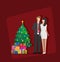 Happy new year and merry Christmas. Vector flat illustration. man and woman. Sympathy, love, friendship, relationship, smile