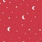 Happy New year and mery christmas wrapping paper red background with stars and moons pattern