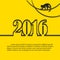 Happy new year monkey. yellow background