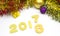 Happy new year numeral 2018 gold decoration background